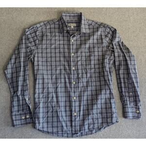 PETER MILLAR Shirt Small Blue‎ Plaid Long Sleeve Button Down Casual Lightweight